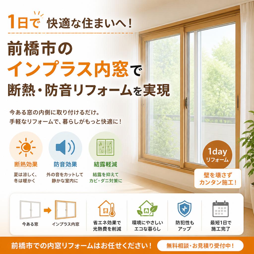 1日で快適な住まいへ！前橋市のインプラス内窓で断熱・防音リフォームを実現